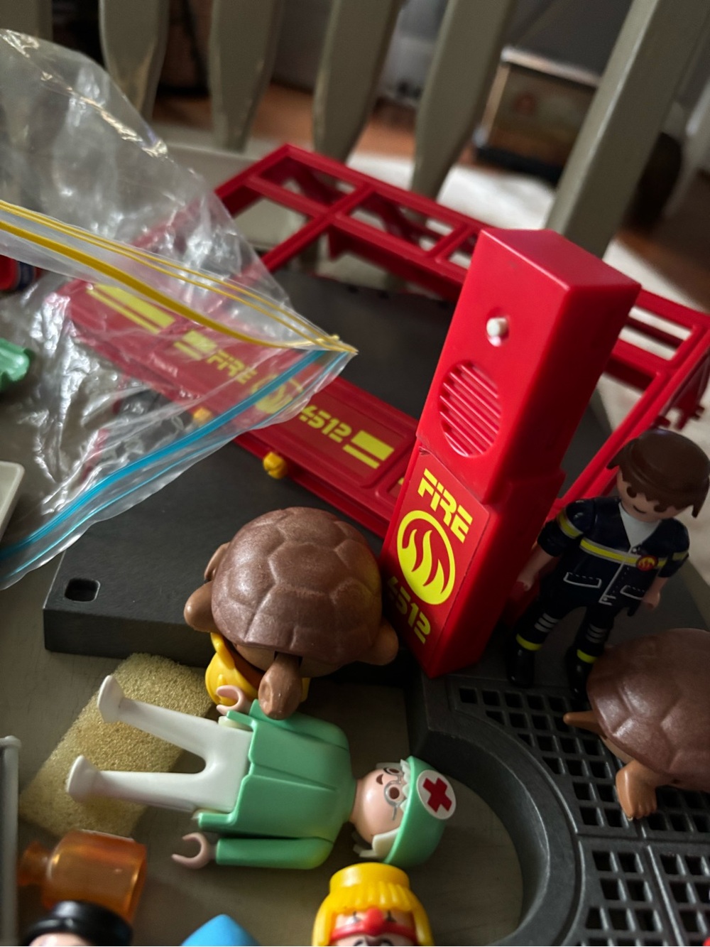 Playmobil bundle Kids Fire Station Playset Toy - Red